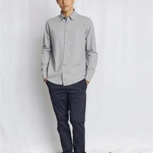 Bruun & Stengade - Long Sleeve Linen Shirt - BS Tahaka Light Grey