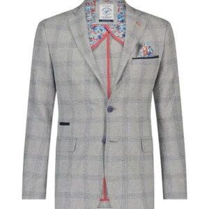 A Fish Named Fred Grey Blue Linen Check - Sport Coat