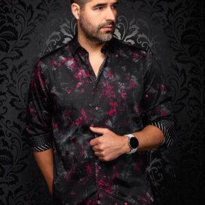 Au Noir - Charlton - Black Red - Long Sleeve Satin Cotton