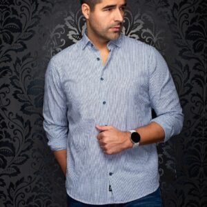 Au Noir Bernal - Blue - Long Sleeve Linen/Cotton Blend