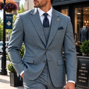 Leif Horsens Suit - Blue Check - Peak lapel