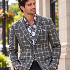 Leif Horsens Sport Coat Grey Check - Rock