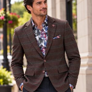 Leif Horsens Sport Coat Wine Check - Rock Fit - J152 Wine