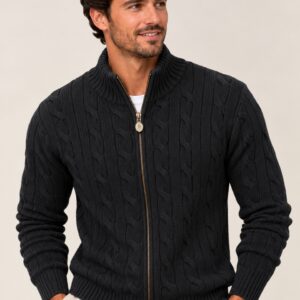 Viyella Navy Cable Knit Cardigan Cotton Sweater