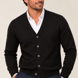Viyella Merino Wool Button Up Cardigan Sweater Black