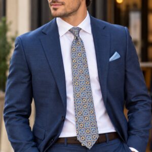 Horst - Slik Tie - Navy / Beige Silk Tie - 5282