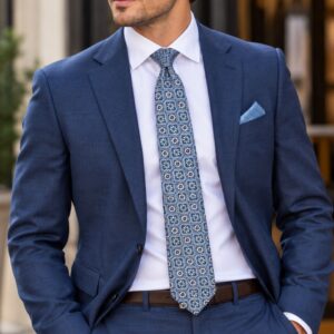 Horst - Blue  Navy Tonal Floral Silk Tie - 77891