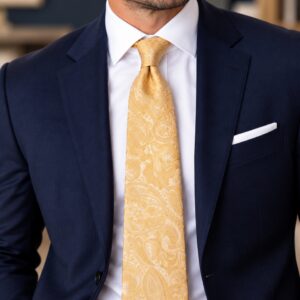 Saverio Mirco Fibre Tie - Gold Paisley - 31582