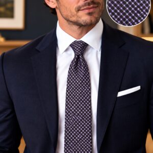 Match Silk Tie - Black with Purple Micro Pattern - 78915