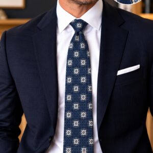 Knotz Silk Tie - Navy with Pale Pink Flowers - 55055