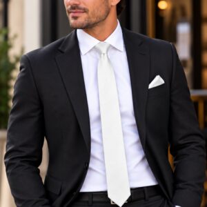 Match International Tie - White Tone On Tone Skinny Tie - 7392