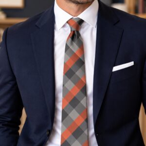 DiCapri Silk Tie - Red Black Grey Plaid - 31378