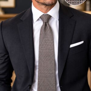 DiCapri Silk Tie - Black and Red Micro Pattern - 58725