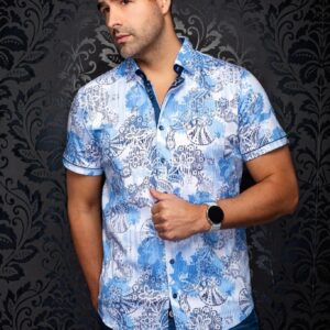 Au Noir Cayo -Light Blue - Short Sleeve Stretch Cotton Knit