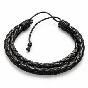 Knotz Bracelet - Black Thick Braided Leather - Adjustable