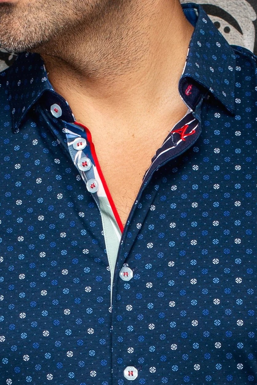 Au Noir Patmos - Navy - Short Sleeve Cotton Knit Shirt